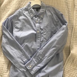Boys light blue chambray long sleeve button down shirt